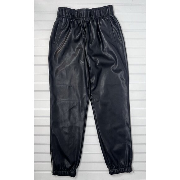 Avec Les Filles Pants - AVEC LES FILLES Women's Black Faux Leather Side Zipper Jogger Pants NWT XS